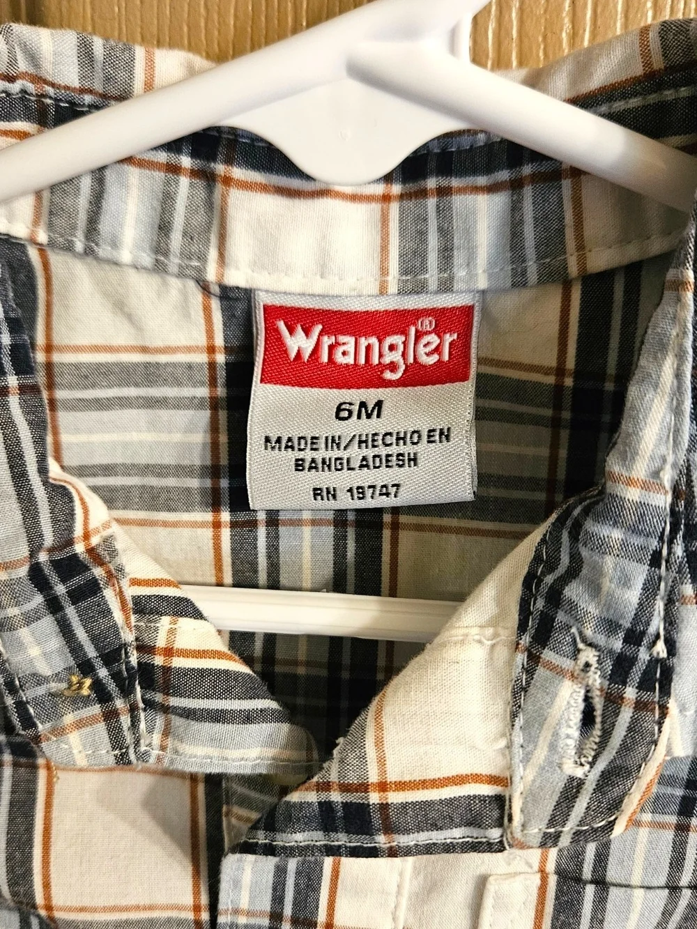 Wrangler Boys' White & Navy Plaid Button-Up Romper